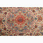 Kashmar Persian Rug 13x9 ft - Semi Antique Medallion (Toranj), Shah Abbasi Ivory, Crimson, Persian Blue Hand Knotted | pile detail | SKU 111803