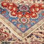 Kashmar Persian Rug 13x9 ft - Semi Antique Medallion (Toranj), Shah Abbasi Ivory, Crimson, Persian Blue Hand Knotted | corner detail | SKU 111803