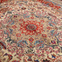 Kashmar Persian Rug 13x9 ft - Semi Antique Medallion (Toranj), Shah Abbasi Ivory, Crimson, Persian Blue Hand Knotted | back view | SKU 111803