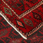 Baluch Persian Rug 9'7" x 4'9" - Semi Antique Mihrab Red, Blue Hand Knotted | corner detail | SKU 111807