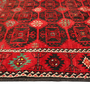 Baluch Persian Rug 9x4 ft - Semi Antique Geometric, Turkmen Gul Madder Red, Dark Red, Burgundy Hand Knotted | side view | SKU 111807