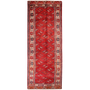 Baluch Persian Rug 12x4 ft - Semi Antique Mihrab Red, Blue Hand Knotted | front view | SKU 111812