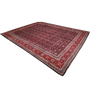 Varamin Persian Rug 13x10 ft - Semi Antique Herati Afshan Dark Red Navy Blue Cream Hand Knotted | texture detail | SKU 111816