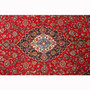 Kashan Persian Rug 11x7 ft - Semi Antique Medallion Crimson, Navy Blue Hand Knotted | pile detail | SKU 111819
