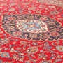 Kashan Persian Rug 11x7 ft - Semi Antique Medallion Crimson, Navy Blue Hand Knotted | back view | SKU 111819
