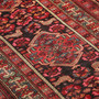 Quchan Persian Rug 12x2 ft - Antique Medallion (Toranj), Geometric Dark Red, Madder Red, Navy Blue Hand Knotted | corner detail | SKU 111826
