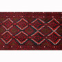 Baluch Persian Rug 10x2 ft - Semi Antique Diamond Lattice, Geometric Dark Red, Black, Cream Hand Knotted | pile detail | SKU 111829