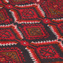 Baluch Persian Rug 10x2 ft - Semi Antique Diamond Lattice, Geometric Dark Red, Black, Cream Hand Knotted | back view | SKU 111829