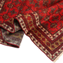 Baluch Persian Rug 6x3 ft - Semi Antique Mihrab Red, Blue Hand Knotted | detail view | SKU 111832