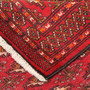 Turkmen Persian Rug 4'3" x 2'11" - Semi Antique Geometric Crimson, Navy Blue Hand Knotted | corner detail | SKU 111837