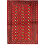 Turkmen Persian Rug 4'3" x 2'11" - Semi Antique Geometric Crimson, Navy Blue Hand Knotted | front view | SKU 111837