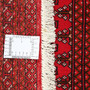 Turkmen Persian Rug 6'5" x 4'4" - Semi Antique Geometric Crimson, Navy Blue Hand Knotted | full view | SKU 111839