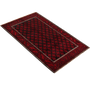Baluch Persian Rug 7x4 ft - Semi Antique Diamond Lattice, Geometric Dark Red, Black, Cream Hand Knotted | texture detail | SKU 111840