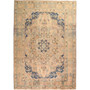 Sabzevar Persian Rug 9x6 ft - Semi Antique Medallion Crimson, Beige Hand Knotted | front view | SKU 111902