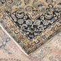 Sabzevar Persian Rug 11x8 ft - Semi Antique Medallion Crimson, Beige Hand Knotted | corner detail | SKU 111905