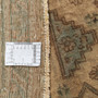 Tabriz Persian Rug 9x6 ft - Semi Antique Medallion Toranj Afshan Cream Beige Sage Green Hand Knotted | full view | SKU 111913