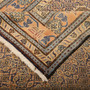 Ardabil Persian Rug 8'6" x 5'1" - Semi Antique Medallion Turquoise, White Hand Knotted | corner detail | SKU 111917