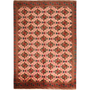 Turkmen Persian Rug 12'8" x 8'6" - Semi Antique Geometric Crimson, Navy Blue Hand Knotted | front view | SKU 111919