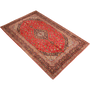 Kashan Persian Rug 13x9 ft - Semi Antique Medallion Crimson, Navy Blue Hand Knotted | texture detail | SKU 111922