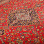 Kashan Persian Rug 13x9 ft - Semi Antique Medallion Crimson, Navy Blue Hand Knotted | back view | SKU 111922