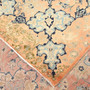 Kashan Persian Rug 14'2" x 10'10" - Semi Antique Medallion Crimson, Navy Blue Hand Knotted | corner detail | SKU 111926