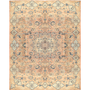 Kashan Persian Rug 14x10 ft - Semi Antique Medallion Crimson, Navy Blue Hand Knotted | front view | SKU 111926