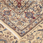 Yazd Persian Rug 11x8 ft - Semi Antique Medallion Toranj Shah Abbasi Cream Navy Blue Persian Blue Hand Knotted | corner detail | SKU 111927