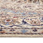 Yazd Persian Rug 11x8 ft - Semi Antique Medallion Toranj Shah Abbasi Cream Navy Blue Persian Blue Hand Knotted | side view | SKU 111927
