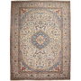Nain Persian Rug 12'10" x 9'10" - Semi Antique Medallion Cream, Beige Hand Knotted | front view | SKU 111928
