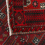 Baluch Persian Rug 13'9" x 3'3" - Semi Antique Mihrab Red, Blue Hand Knotted | corner detail | SKU 111930