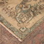 Tabriz Persian Rug 10'9" x 7'7" - Semi Antique Medallion Red, Cream Hand Knotted | corner detail | SKU 111931