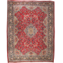 Kashmar Persian Rug 12x9 ft - Antique Afshan Crimson, Ivory Hand Knotted | front view | SKU 111933