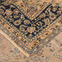 Sabzevar Persian Rug 12x9 ft - Semi Antique Shah Abbasi, Medallion (Toranj) Beige, Navy Blue, Ivory Hand Knotted | corner detail | SKU 111937