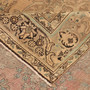 Tabriz Persian Rug 12x9 ft - Semi Antique Medallion Toranj, Shah Abbasi Camel, Cream, Brown Hand Knotted | corner detail | SKU 111939