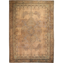 Tabriz Persian Rug 12x9 ft - Semi Antique Shah Abbasi, Medallion (Toranj) Camel, Taupe, Brown Hand Knotted | front view | SKU 111940