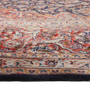 Kashan Persian Rug 13x9 ft - Semi Antique Medallion Crimson, Navy Blue Hand Knotted | side view | SKU 111943