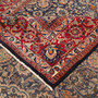 Kashmar Persian Rug 13x9 ft - Semi Antique Afshan Crimson, Ivory Hand Knotted | corner detail | SKU 111944