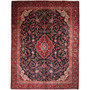 Hamadan Persian Rug 12'8" x 9'5" - Semi Antique Afshan Red, Blue Hand Knotted | front view | SKU 111946