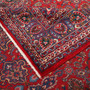 Mashhad Persian Rug 12x9 ft - Semi Antique Shah Abbasi, Medallion (Toranj) Crimson, Navy Blue, Ivory Hand Knotted | corner detail | SKU 111947