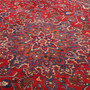 Mashhad Persian Rug 12x9 ft - Semi Antique Shah Abbasi, Medallion (Toranj) Crimson, Navy Blue, Ivory Hand Knotted | back view | SKU 111947