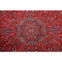 Mashhad Persian Rug 12x9 ft - Semi Antique Shah Abbasi, Medallion (Toranj) Crimson, Navy Blue, Ivory Hand Knotted | pile detail | SKU 111947