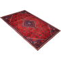 Joshaqan Persian Rug 8x5 ft - Semi Antique Medallion Geometric Madder Red, Navy Blue, White Hand Knotted | texture detail | SKU 111948