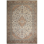 Kashan Persian Rug 12'6" x 8'9" - Semi Antique Medallion Crimson, Navy Blue Hand Knotted | front view | SKU 111951