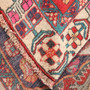 Ardabil Persian Rug 12x3 ft - Semi Antique Medallion (Toranj), Geometric Red, Cream, Navy Blue Hand Knotted | corner detail | SKU 112002