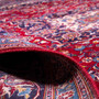 Kashan Persian Rug 13x9 ft - Semi Antique Medallion (Toranj), Shah Abbasi Crimson, Navy Blue, Cream Hand Knotted | detail view | SKU 110102