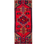 Zanjan Persian Rug 4'9" x 1'10" - Semi Antique Medallion Navy Blue, Crimson Hand Knotted | front view | SKU 110114