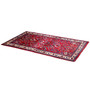 Sarouk Persian Rug 4x1 ft - Semi Antique Medallion Toranj, Shah Abbasi Madder Red, Cream, Navy Blue Hand Knotted | texture detail | SKU 110517