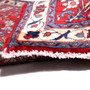 Sarouk Persian Rug 4x1 ft - Semi Antique Medallion Toranj, Shah Abbasi Madder Red, Cream, Navy Blue Hand Knotted | back view | SKU 110517