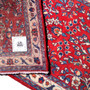 Sarouk Persian Rug 4x1 ft - Semi Antique Medallion Toranj, Shah Abbasi Madder Red, Cream, Navy Blue Hand Knotted | full view | SKU 110517
