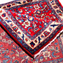 Sarouk Persian Rug 4x2 ft - Semi Antique Medallion Red, Blue Hand Knotted | corner detail | SKU 110518